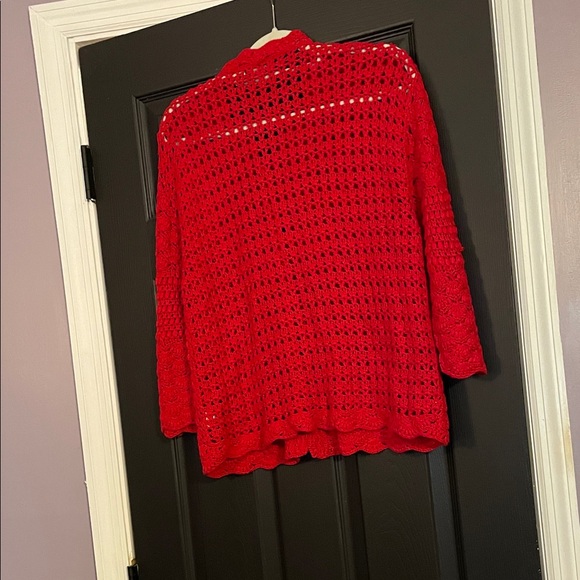 Coldwater Creek Red Crochet Cardigan - Picture 3 of 4